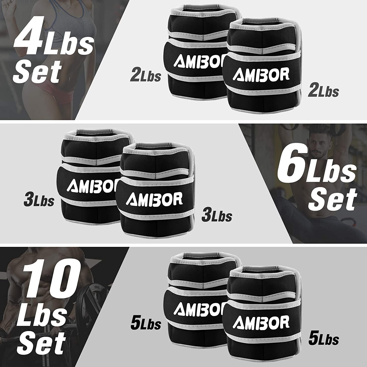 YYOJ  Ankle Weights, Adjustable Leg Weights Straps for Exercise, Wrist Weight Set for Women and Men