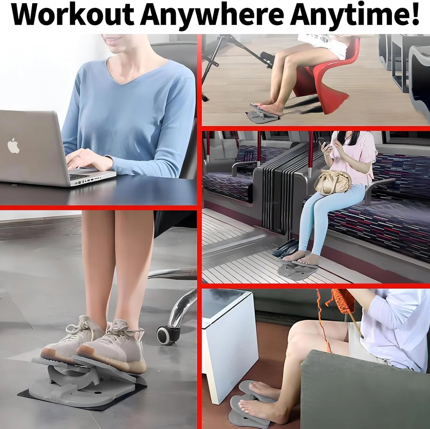 Mini Foldable Leg Exerciser Portable Foot Pedal Exercise Machine under Desk Stepper Exercising Leg Muscles Physical Therapy Leg Exercise Relieves Varicose Veins at Home Office