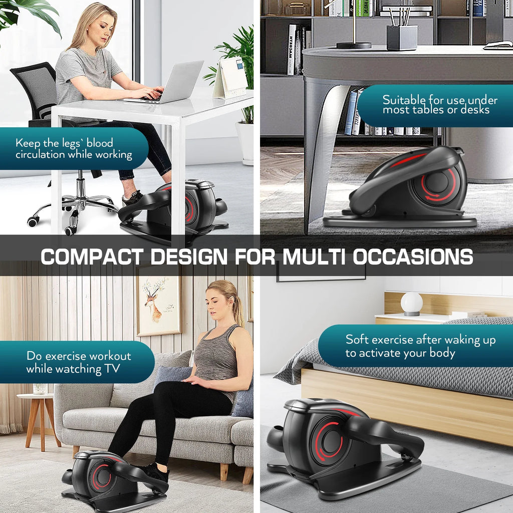under Desk Elliptical Machine Electric Seated Pedal Exerciser, Quiet & Compact Mini Elliptical Trainer with LCD Display Monitor and Remote Control, Home Office Leg Exerciser for Seniors,Adult